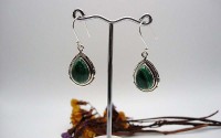 Boucles d'oreille argent et Malachite.