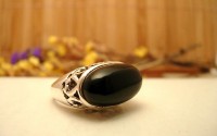 Bague argent avec Onyx noire T57