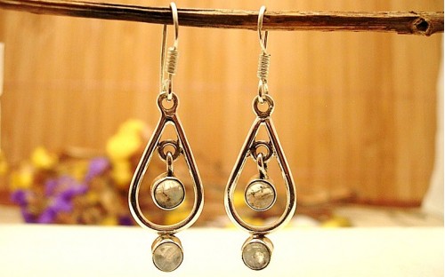 Boucles d'oreilles argent et Pierre de lune