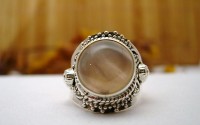 Bague en argent et Quartz rose T 56