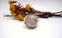 Bague en argent et Quartz rose T 56