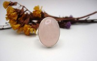 Bague en argent et Quartz rose T 52.5