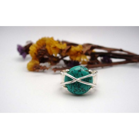 Bague argent et Turquoise T 58.5