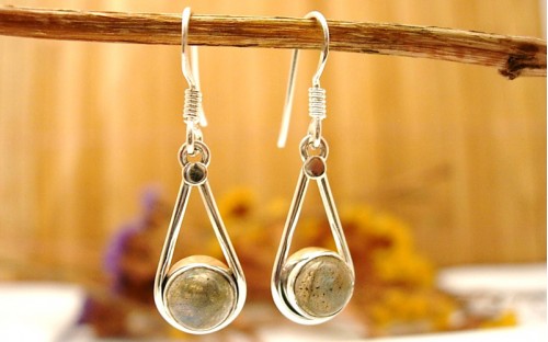 Boucles d'oreilles argent et Labradorite.