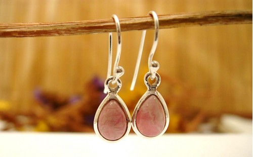 Boucles d'oreille argent et Rhodocrosite.