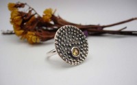 Bague en argent et Citrine T56