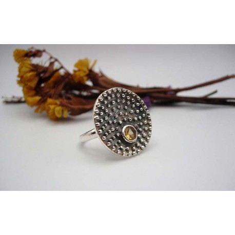 Bague en argent et Citrine T56