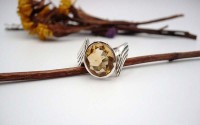 Bague en argent et Citrine T 60