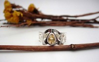 Bague en argent et Citrine T 55.5