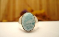 Bague homme en argent et Larimar T 60