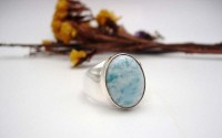 Bague homme en argent et Larimar T 60