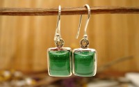 Boucles d'oreilles argent et Malachite.