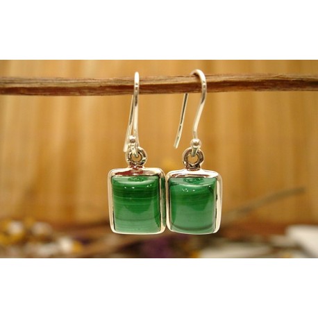 Boucles d'oreilles argent et Malachite.