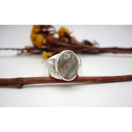 Bague homme en argent et Labradorite T 63