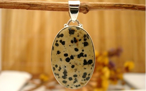 Pendentif en argent et Jaspe dalmatien.