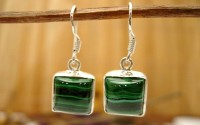 Boucles d'oreille argent et Malachite.