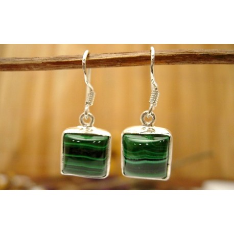 Boucles d'oreille argent et Malachite.