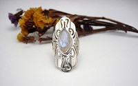 Bague argent et pierre de lune T 58