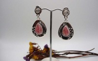 Boucles d'oreilles Rhodocrosite et quartz rose.