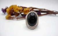 Bague argent et Onyx noire T 55