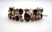 Bracelet en argent et Tourmaline multicolore.