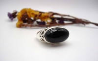 Bague argent avec Onyx noire T57