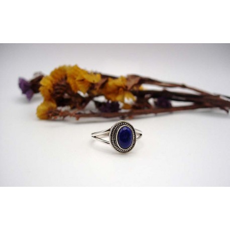 Bague argent et lapis lazuli T 52