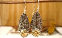 Boucles d'oreille en argent et Citrine.