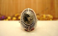 Bague en argent et Dendrite opale T57