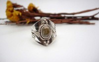 Bague en argent et Labradorite T 57.5