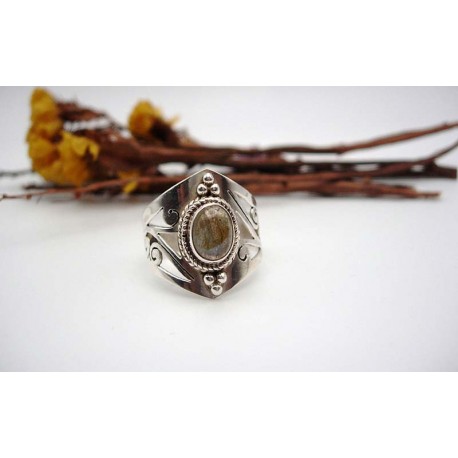 Bague en argent et Labradorite T 57.5