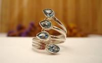 Bague en argent et Topaze bleu T56