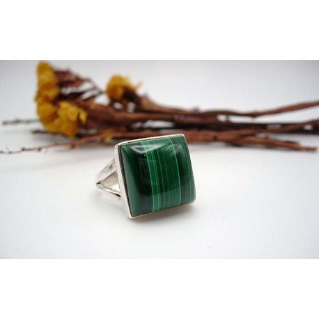 Bague en argent et Malachite T 58