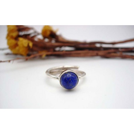 Bague en argent et Lapis réglable.