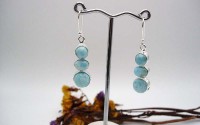 Boucles d'oreille en argent masssif et larimar.