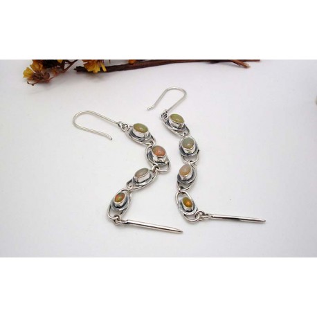 Boucles d'oreille en argent et Opale.