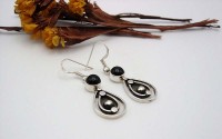 Boucles d'oreille en argent et Onyx noire.