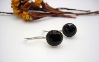 Boucles d'oreille en argent et Onyx noire.