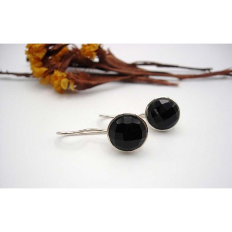 Boucles d'oreille en argent et Onyx noire.