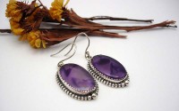 Boucles d'oreille en argent et Agate violet.