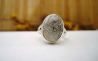 Bague argent et quartz tourmaline T54
