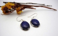 Boucles d'oreille en argent et Lapis lazuli.