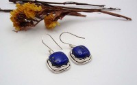 Boucles d'oreille en argent et Lapis lazuli.