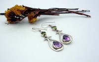 Boucles d'oreille en argent et Pierre Multicolores.