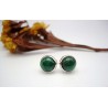 Clous d'oreilles en argent et Malachite.