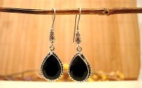 Boucles d'oreilles argent et Onyx noire.