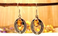 Boucles d'oreilles argent et Citrine.