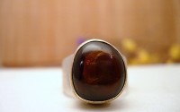 Bague argent et Agate de feux T 57
