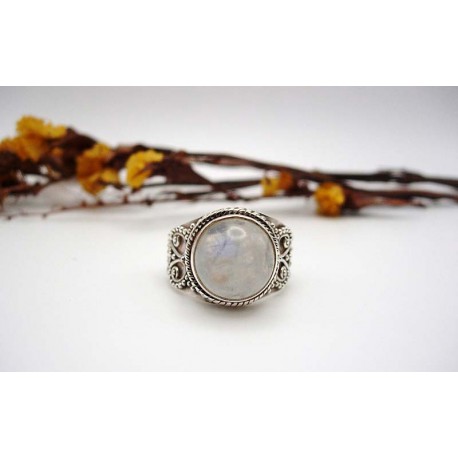 Bague argent et Pierre de lune T 56.5