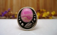 Bague argent et Rhodocrosite T55